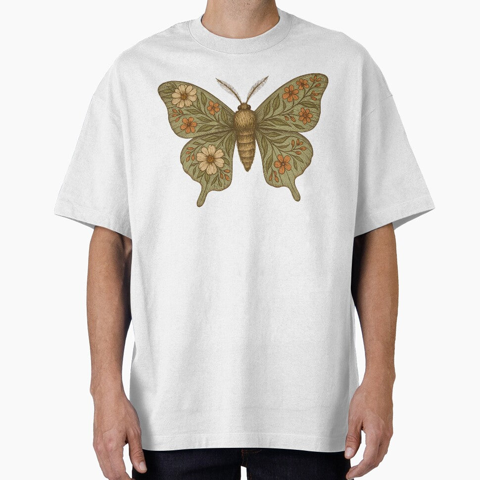 Vintage Floral Moth – Rustic Wings with Botanical Blossoms by Zee's Whimsical Wonders