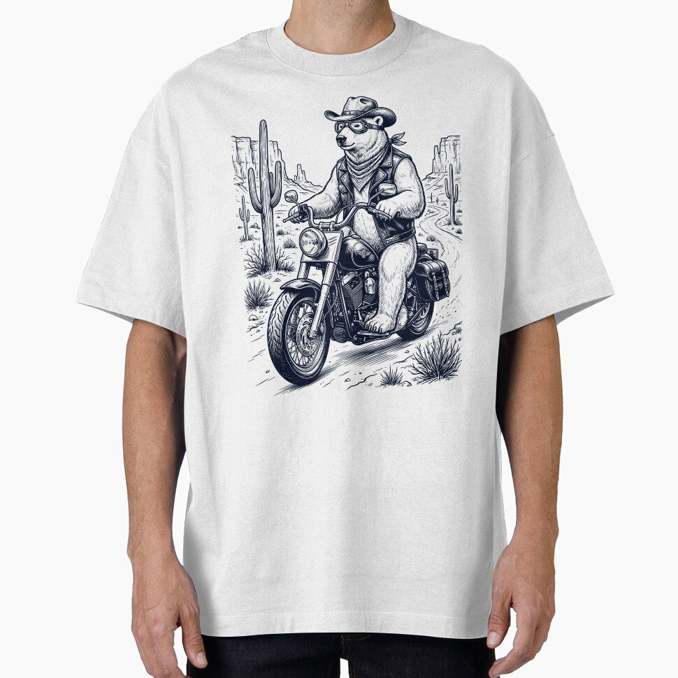 Vintage Polar Bear Riding Motorbike Moto Western Cowboy Animal Lover by DoodleTortle