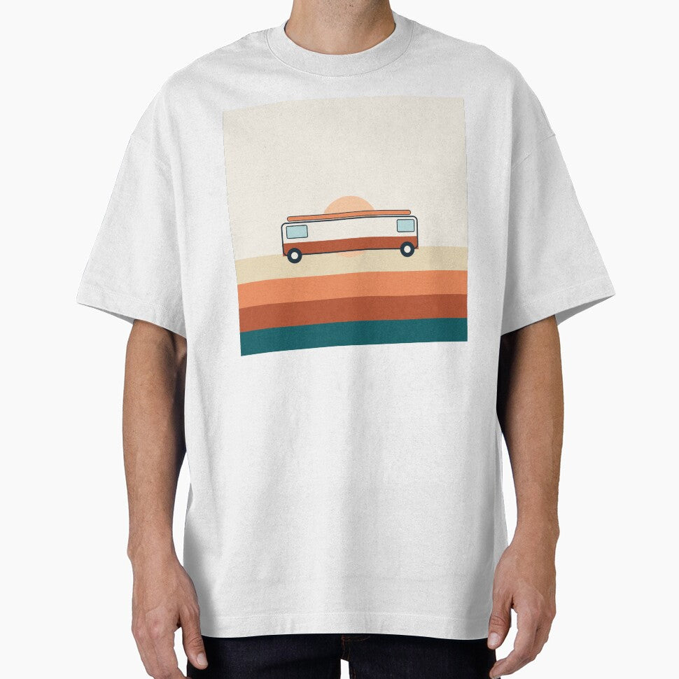Retro Camper Van Sunset Scene by BondiDrift