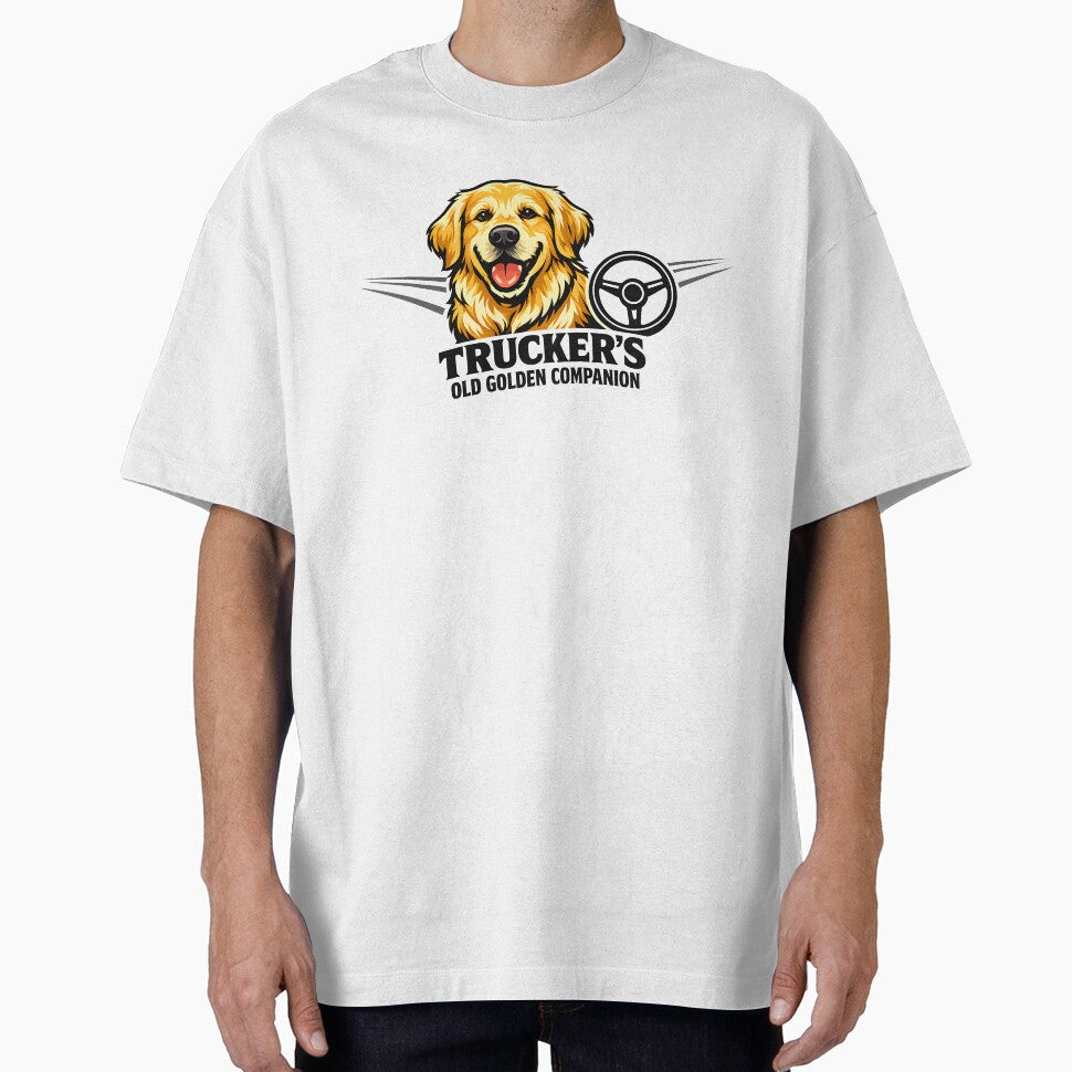 Trucker's Old Golden Companion Golden Retriever Trucker Gift T-Shirt by Sahil Randhawa