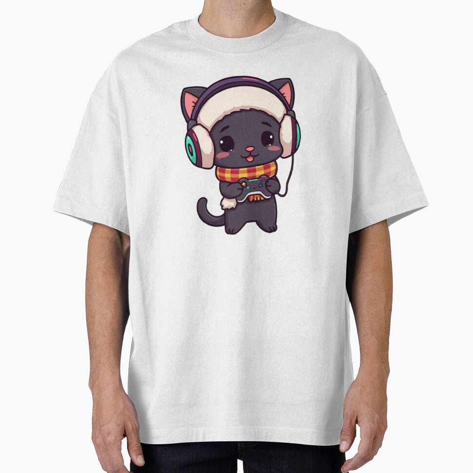 Kawaii Black Cat Gamer Winter Sticker by Stylestickers55