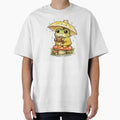 Cute Frog Sitting on Mushroom Drinking Coffee – Rainy Day Umbrella Frog Aesthetic Sticker by Ortegan90