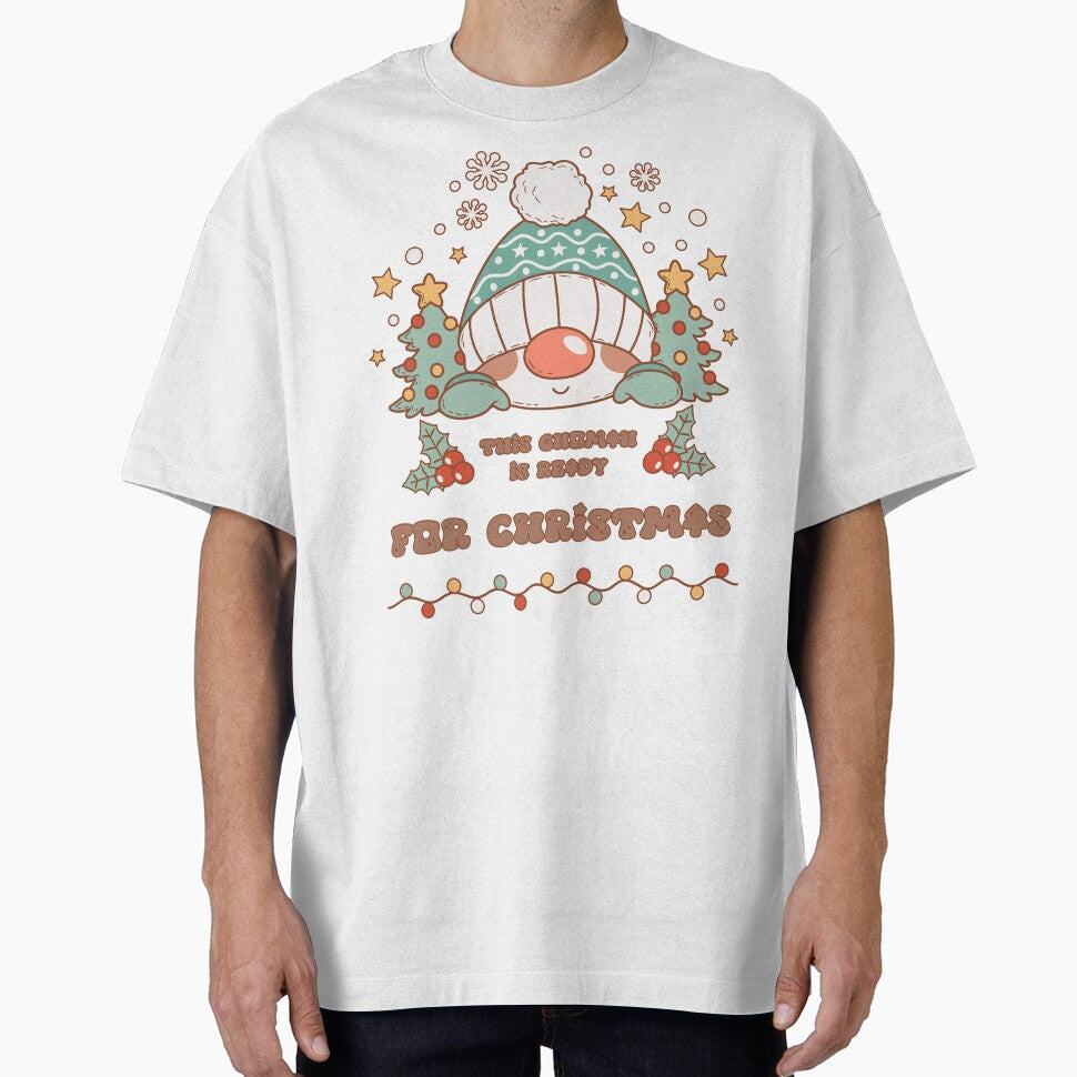 This Gnoman is Ready For Christmas - Cute and Funny Snowman Gnome (Red Outline and Text Design) by Spiprinto