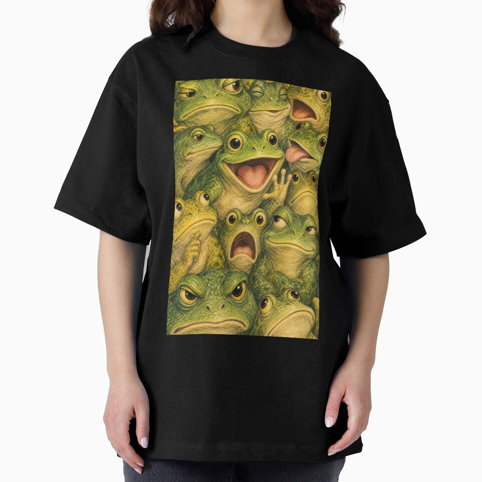 Funny Frog Face Collage - Whimsical Funny Amphibian Art by merchxwear