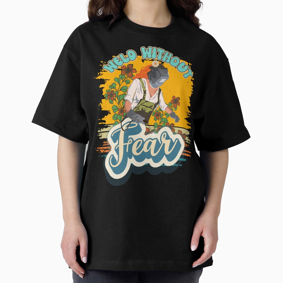 Funny groovy quote welder woman sarcastic floral retro Weld without fear by HomeCoquette
