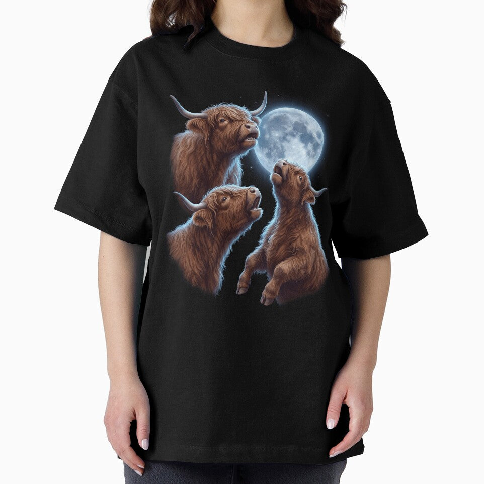 Highland Cow Howling Moon Art Animal Lover by TerryConnells