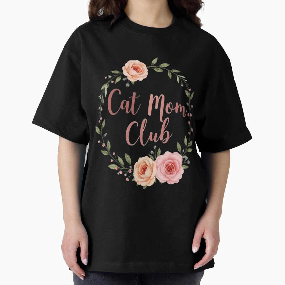 Cat Mom Club Floral Rose Wreath Elegant Cat Lover Design by Amp6599
