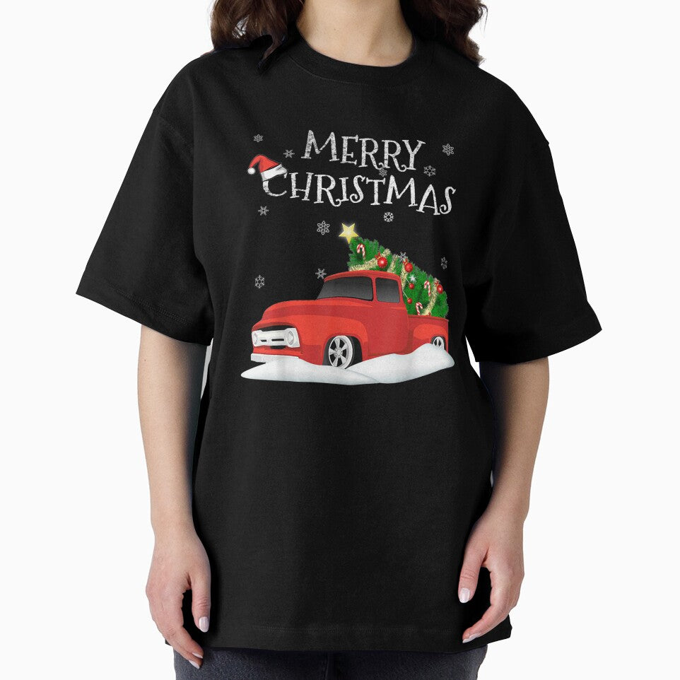 Red Vintage Truck Retro Christmas Tree Pickup by lishakaren