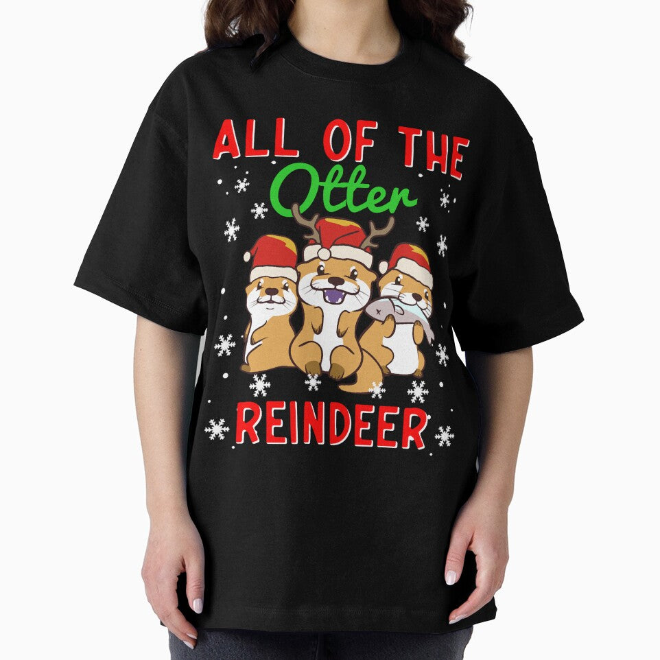 All of the Otter Reindeer Cute Christmas Otters Santa Hats by Locklyncham