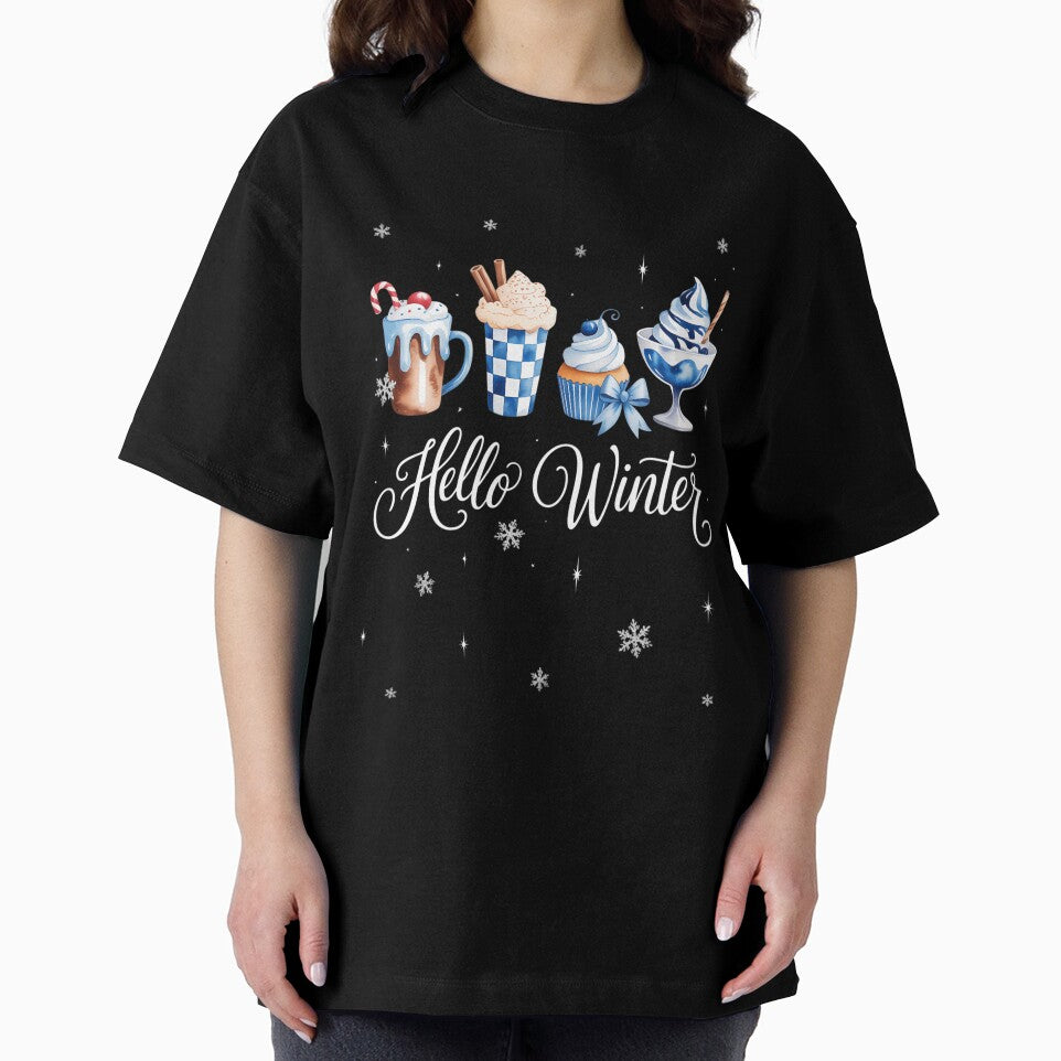 Hello Winter Sweet Cozy Coffee Lovers Snowman Christmas by SapfireStuArt