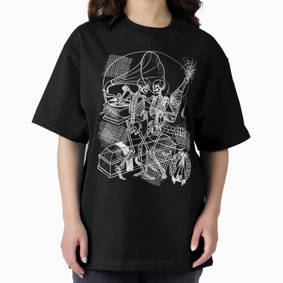 Danse Macabre - Gothic Dancing Skeletons Gramophone Champagne Graphic Art by FreiherrPK