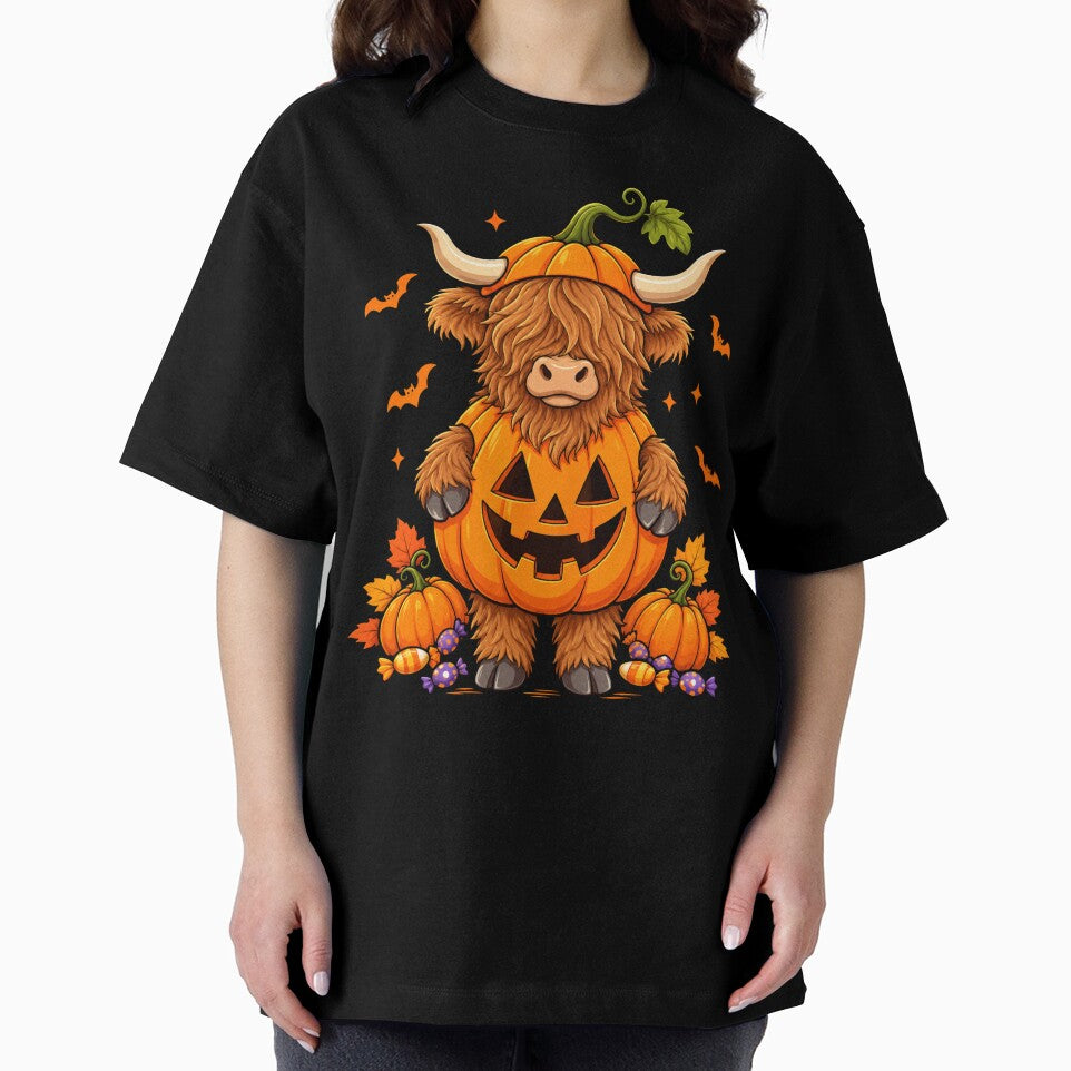 Pumpkin Highland Cow Halloween Costume Art by Artbyrome