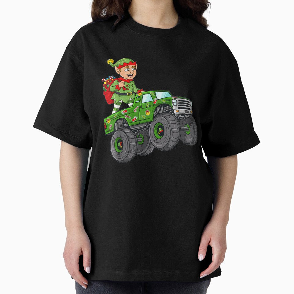 Christmas Elf Riding Monster Truck Boys Kids by lishakaren