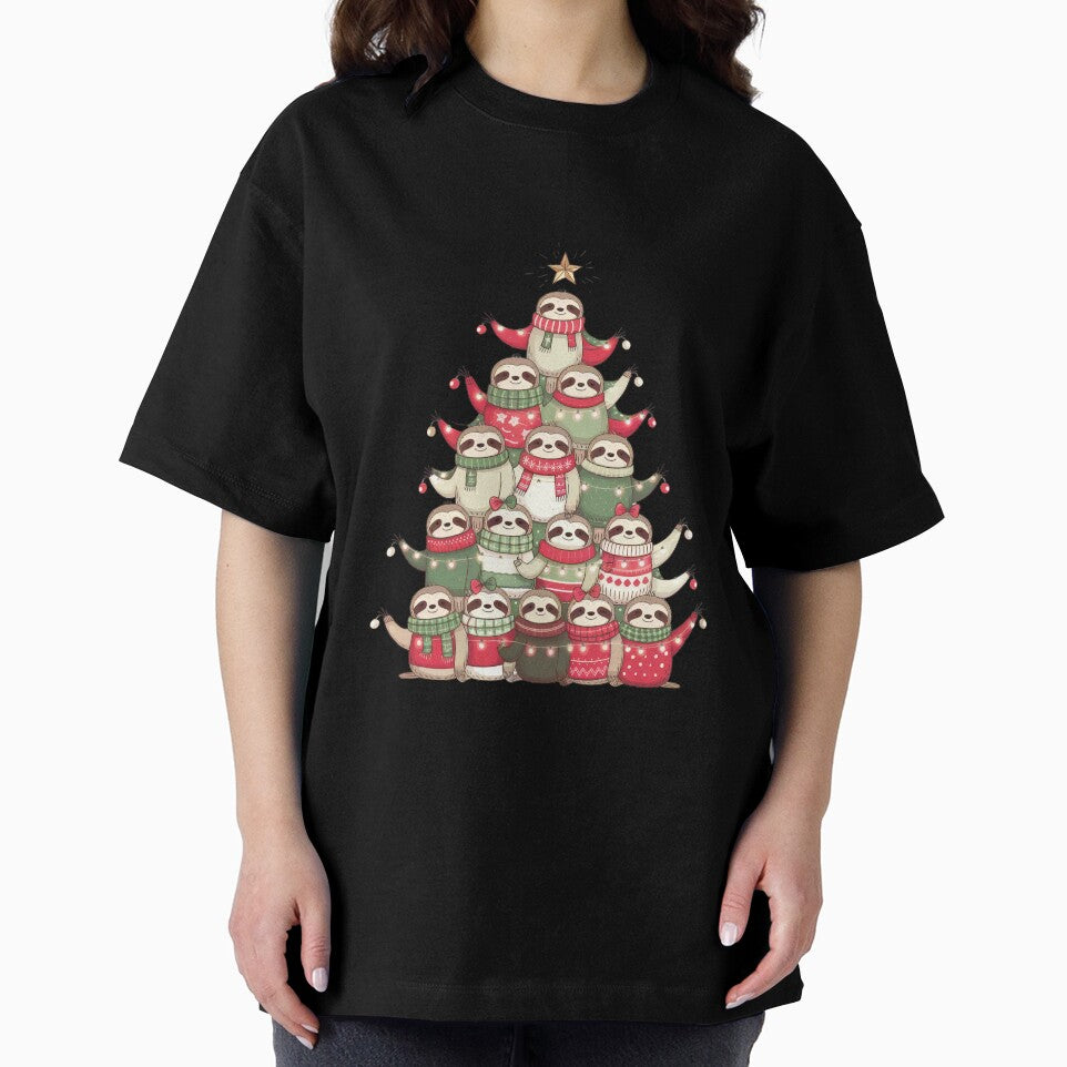 Ugly Xmas  Sweater Cute Cozy Winter Laid Back Sloth Christmas Tree by zenpatterns