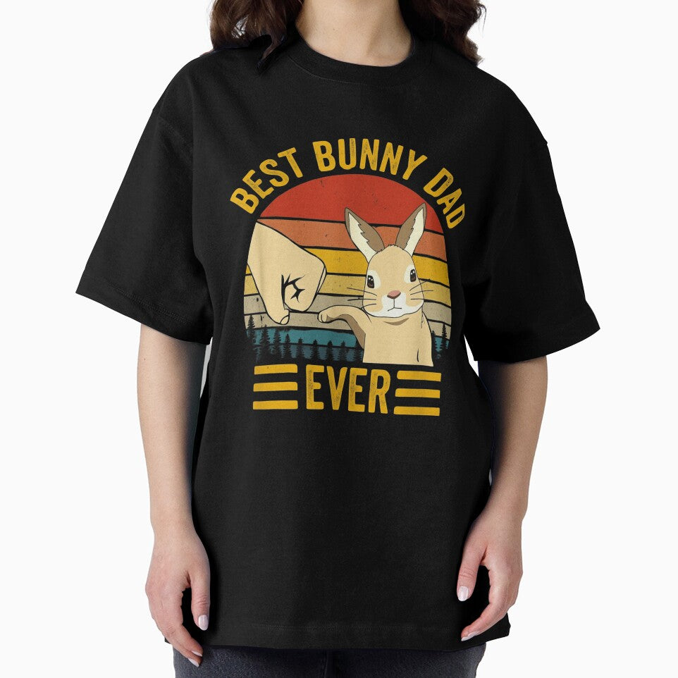 Best Bunny Dad Ever Retro Sunset Rabbit Fist Bump by haitrieuic96