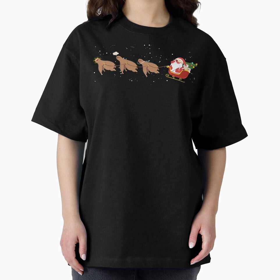 Funny sloth reindeer Santa face palm Christmas scene by BigMRanch