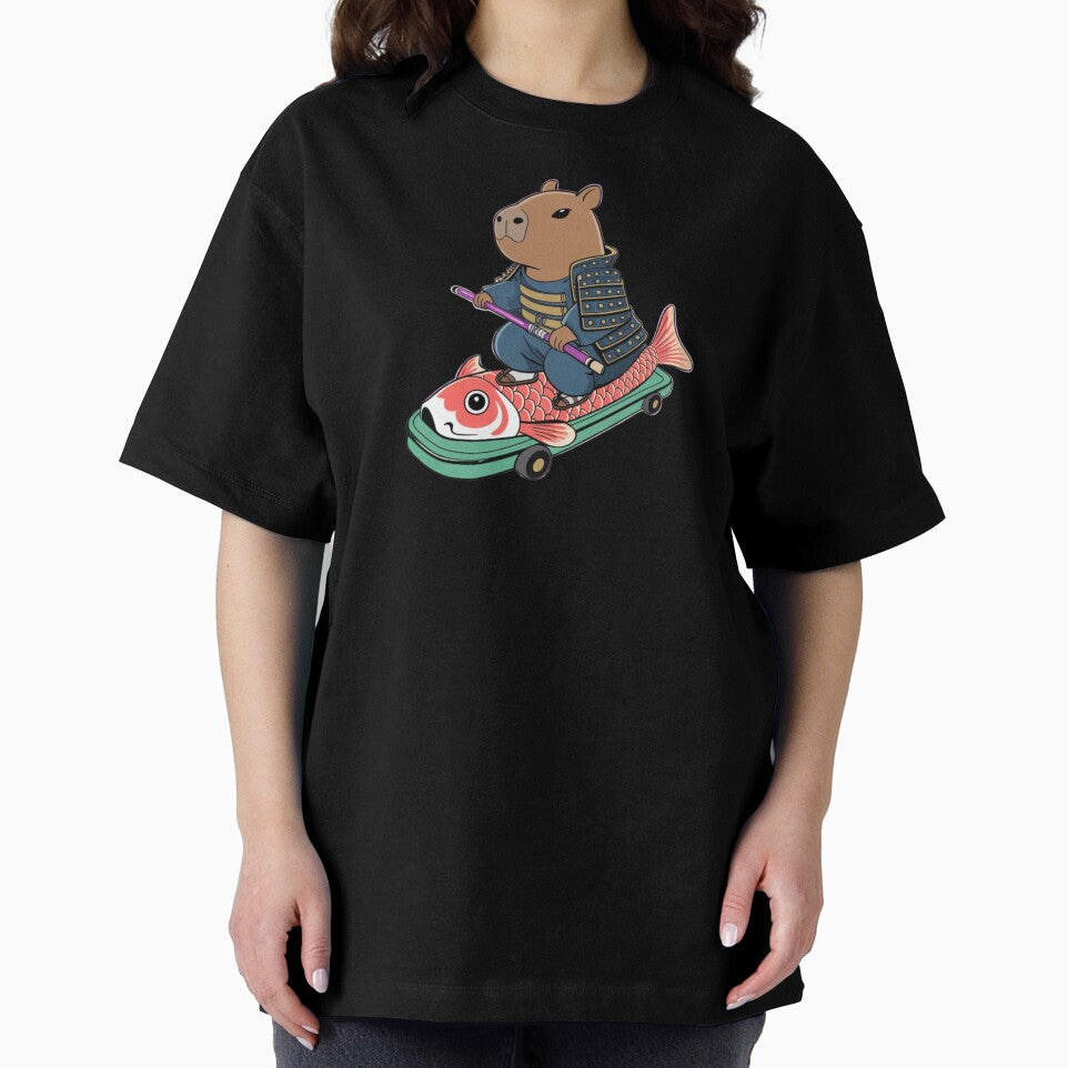 "Wave Dream – Samurai Capybara Riding the Koi Flow by teevoxx