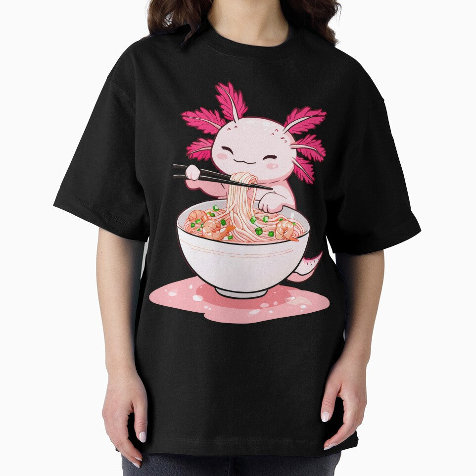 Anime Kawaii Axolotl Eating Ramen Noodles by Topmaxdesign