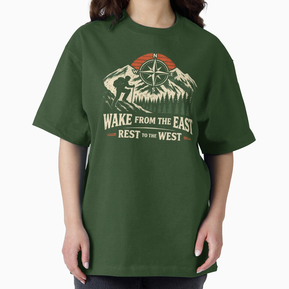 Wake from the East rest to the West - vintage hiking t-shirt by Obiechefu