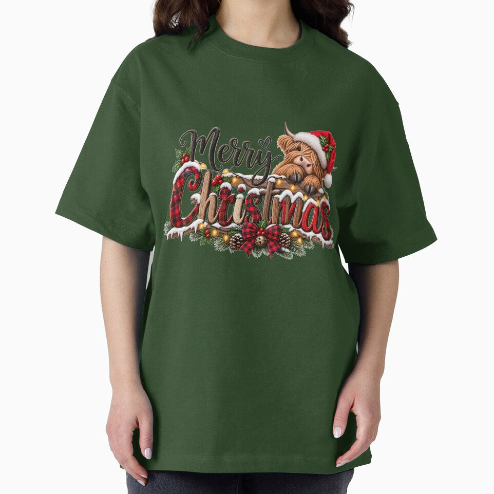 Merry Christmas Highland Cow by Wild Ink Studio by Barbara