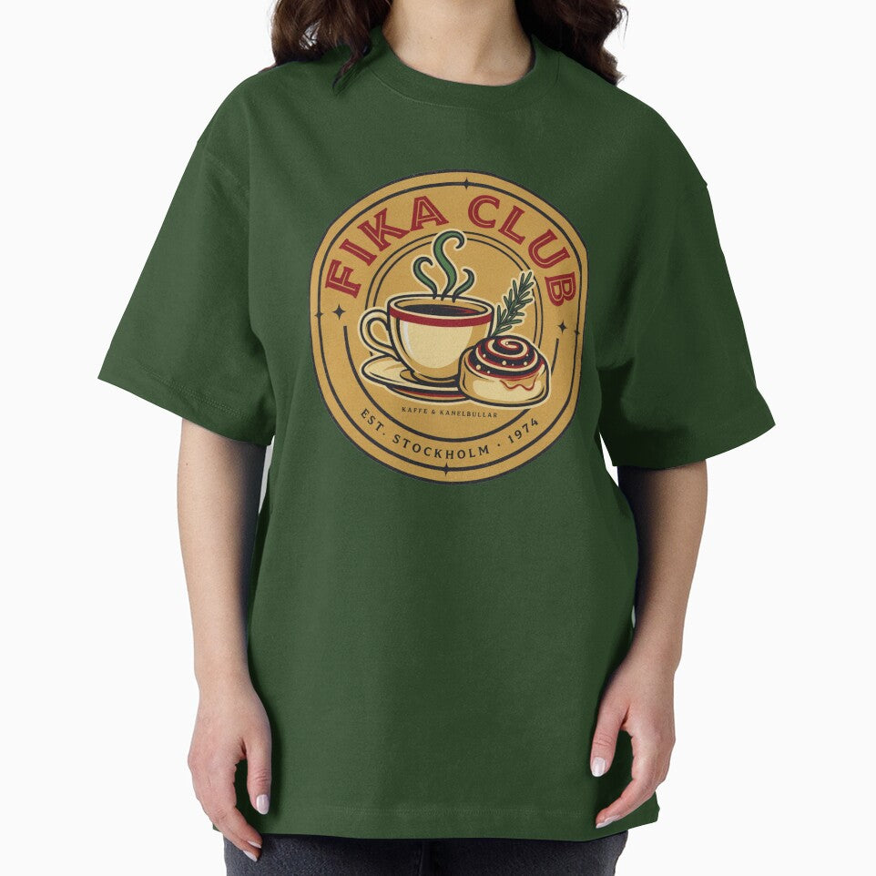 Fika Club Stockholm – Swedish Coffee Culture Vintage Badge Design by ArcticFoxStudio