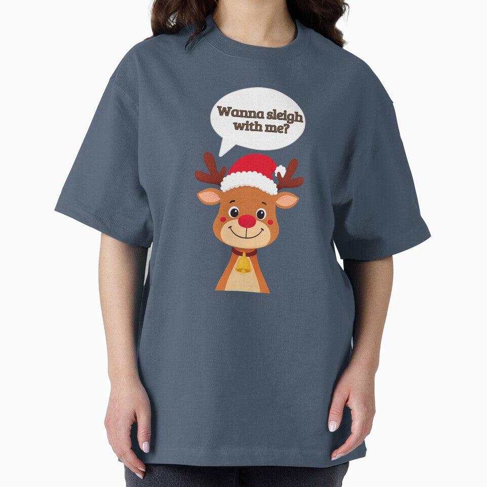 Cute Christmas Reindeer – “Wanna Sleigh With Me?” – Funny Holiday Design by mycreastyle