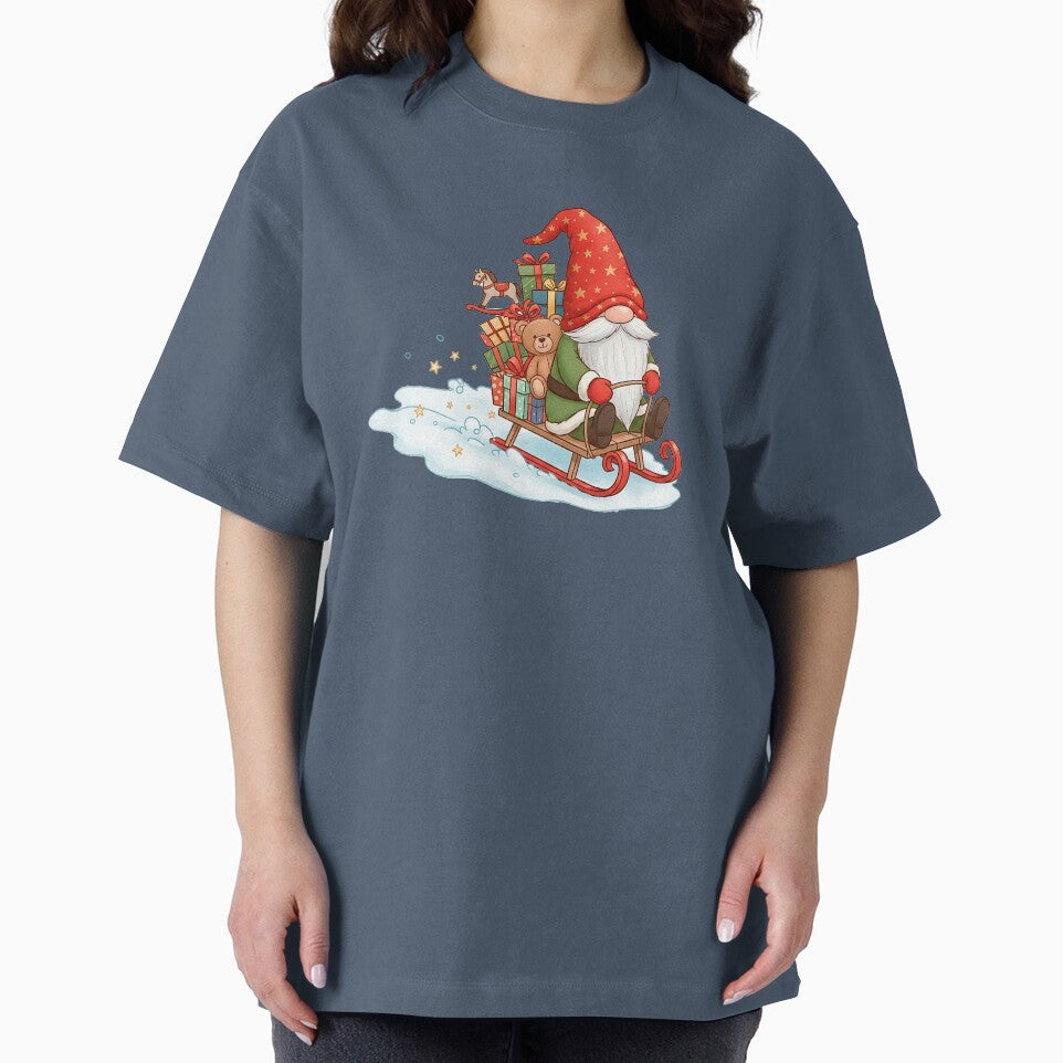 Christmas Gnome on a Sleigh – Cute Watercolor Holiday Illustration by Iras-Art-Corner