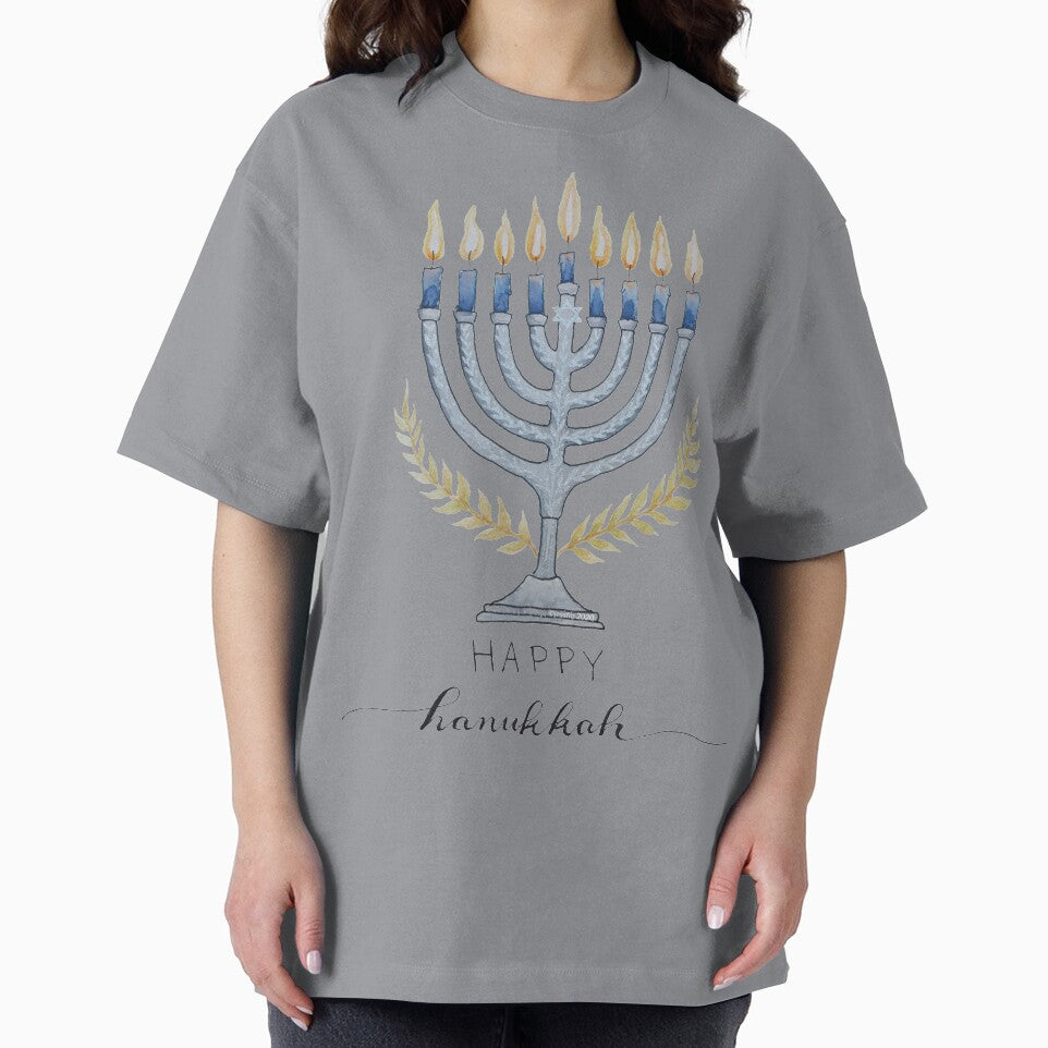 Watercolor Happy Hanukkah Menorah by Jessfm
