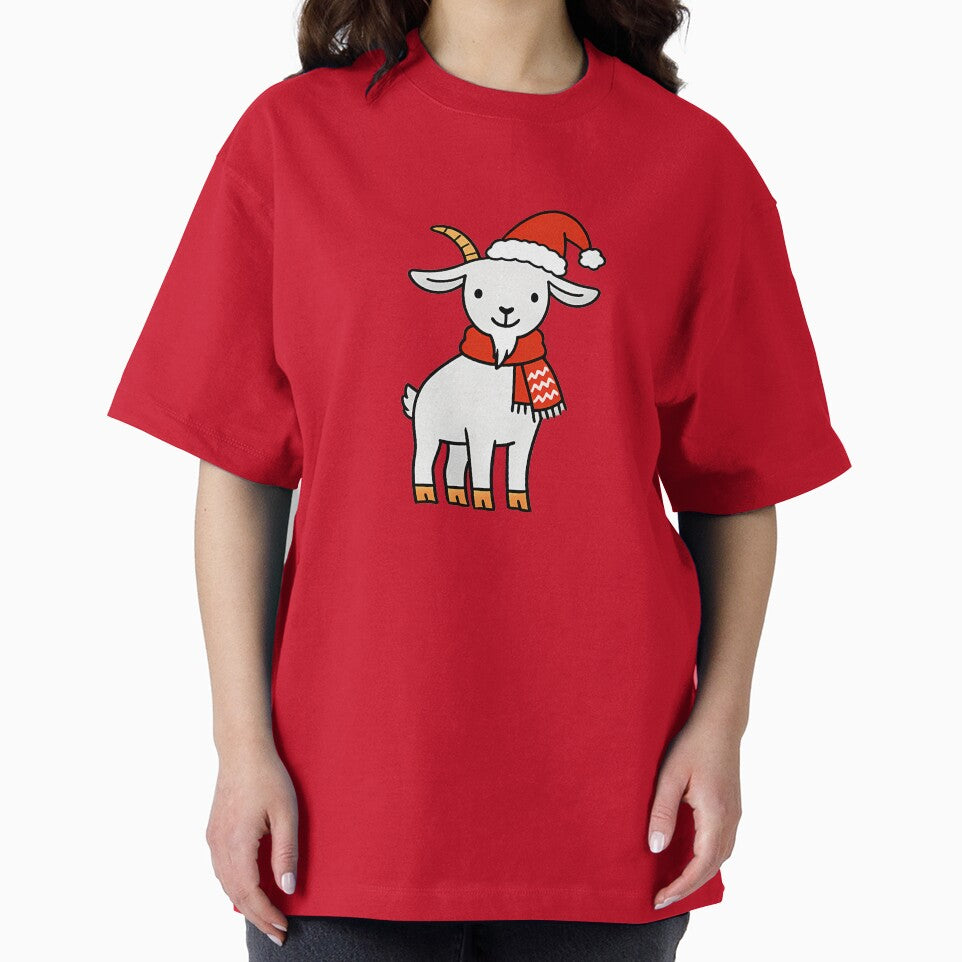 Cute Christmas Goat with Santa Hat and Scarf Illustration by aleano2026