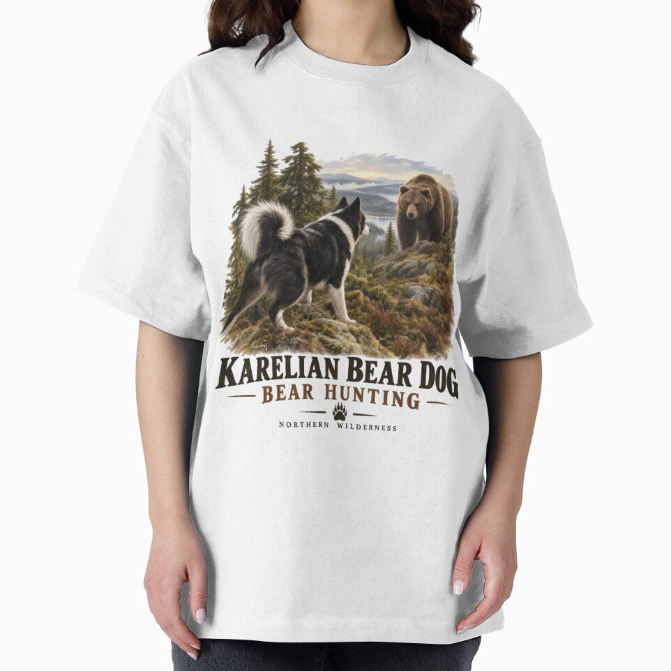 Karelian Bear Dog Bear Hunting Vintage Hunting Logo by TammyHunterArt