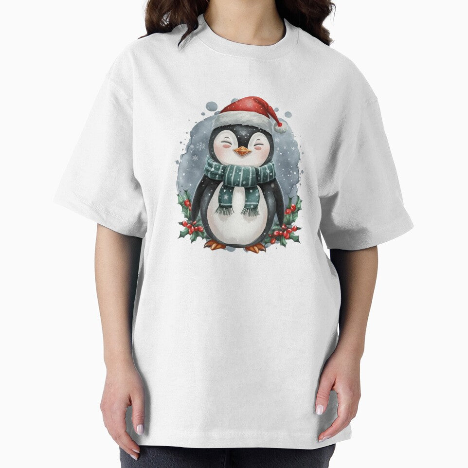 Watercolor Penguin Christmas Illustration by phantasmalfairy