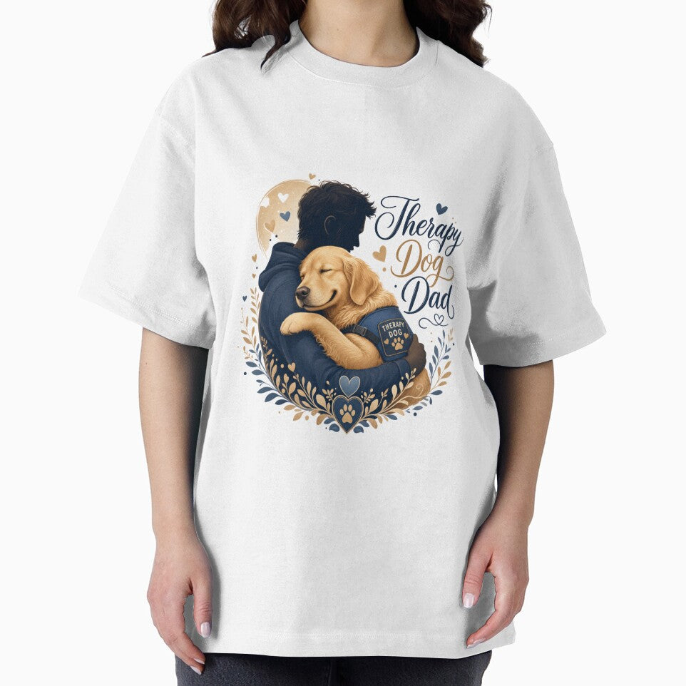 Therapy Dog Dad Golden Retriever Emotional Support Kawaii T-Shirt by Ashley critters