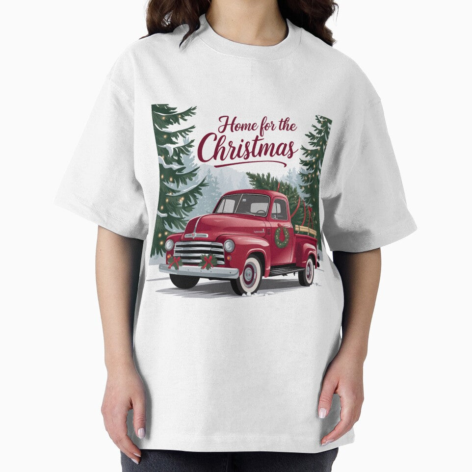 Home for Christmas Vintage Red Truck Design by Kirolous  Safwat