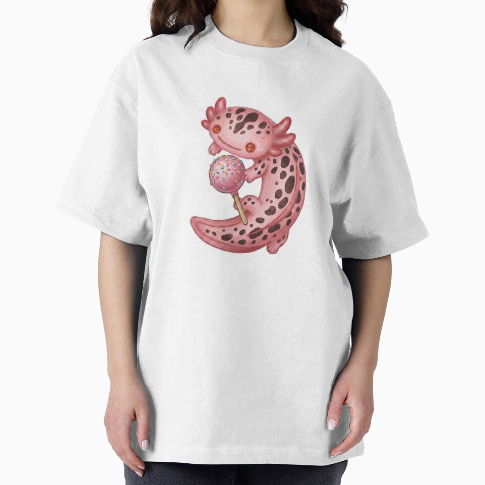 Cute Axolotl Eating a Cake Pop Design / Pink / Kawaii / Happy axolotl / Magical / Tshirts, mugs, stickers, journals, backpacks etc by TeenLake