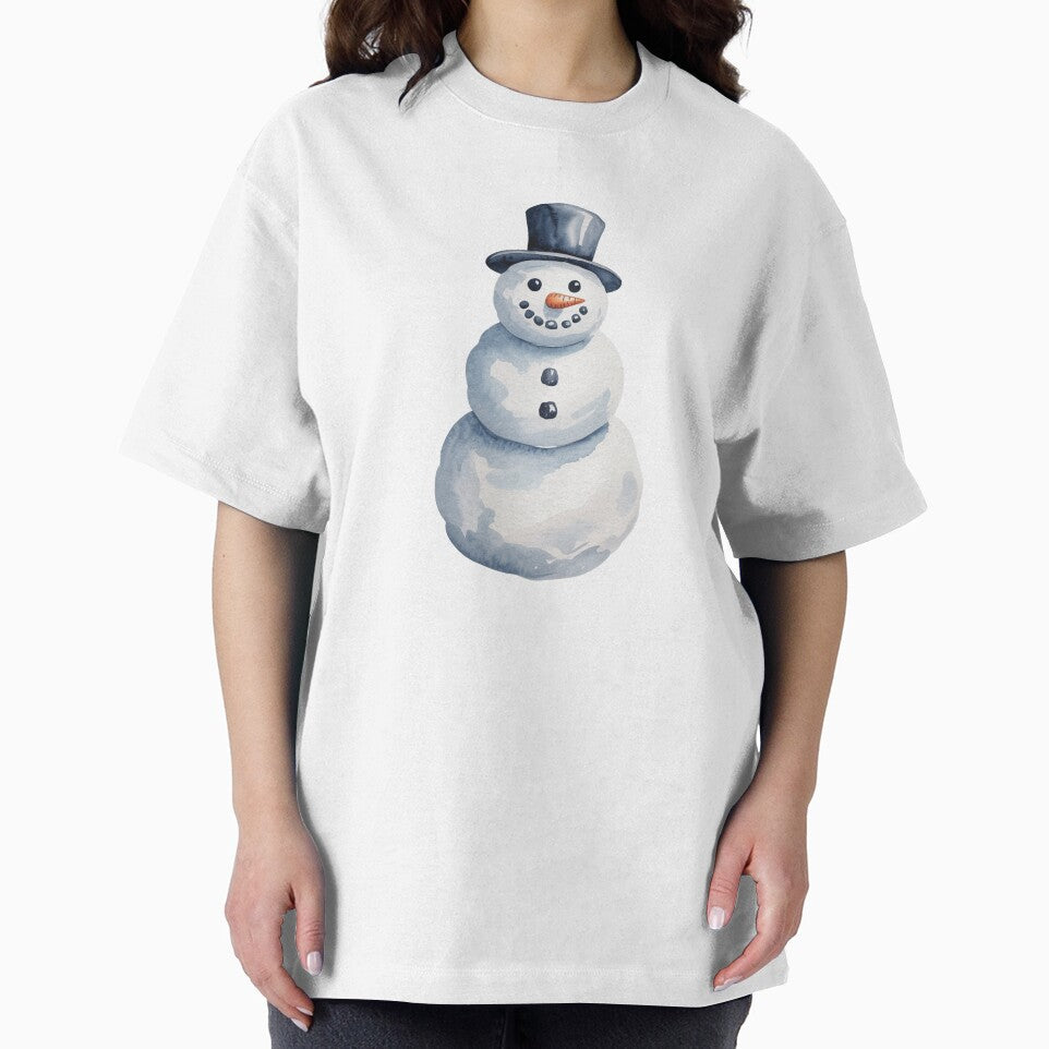 Watercolor Snowman Art - Blue Top Hat Classic Winter Holiday Illustration by Random Candy Studio