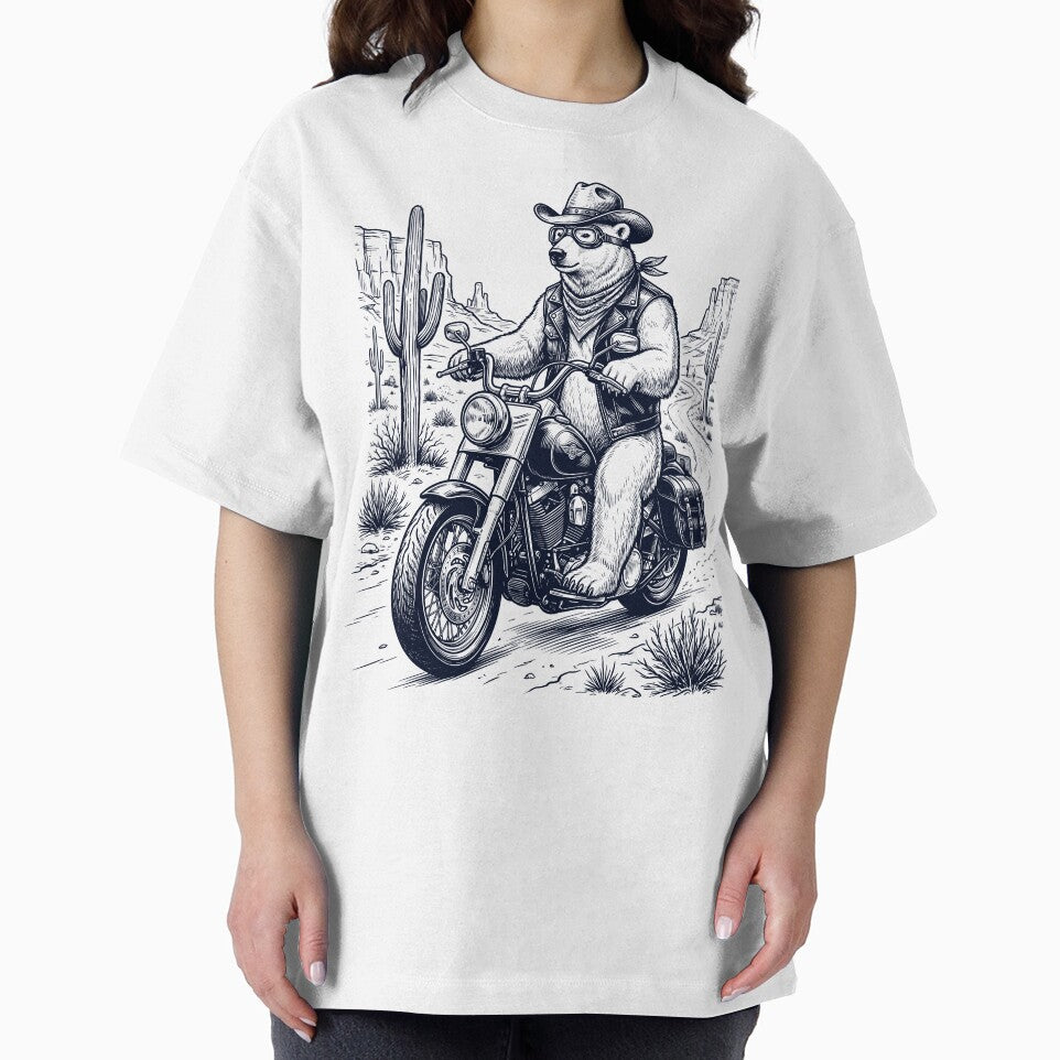 Vintage Polar Bear Riding Motorbike Moto Western Cowboy Animal Lover by DoodleTortle
