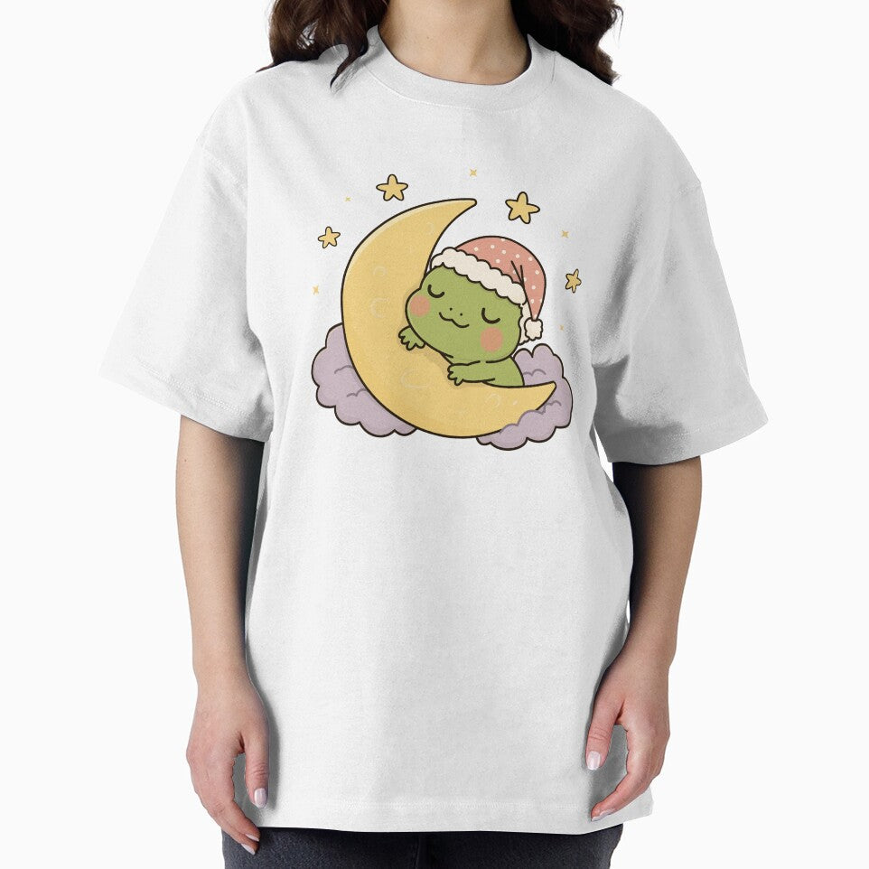 Sleepy Frog on Moon Cute Kawaii Sleeping Frog Pajama Aesthetic by Lilypad Shop