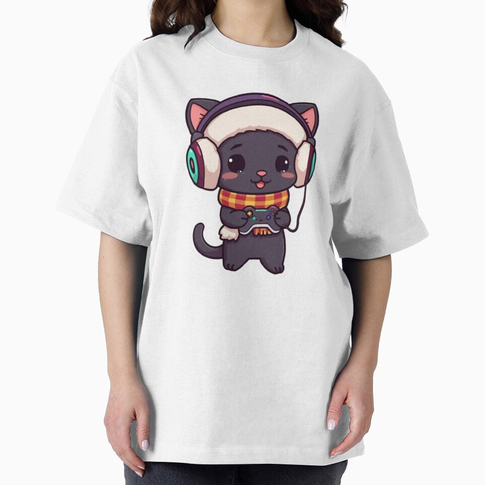 Kawaii Black Cat Gamer Winter Sticker by Stylestickers55