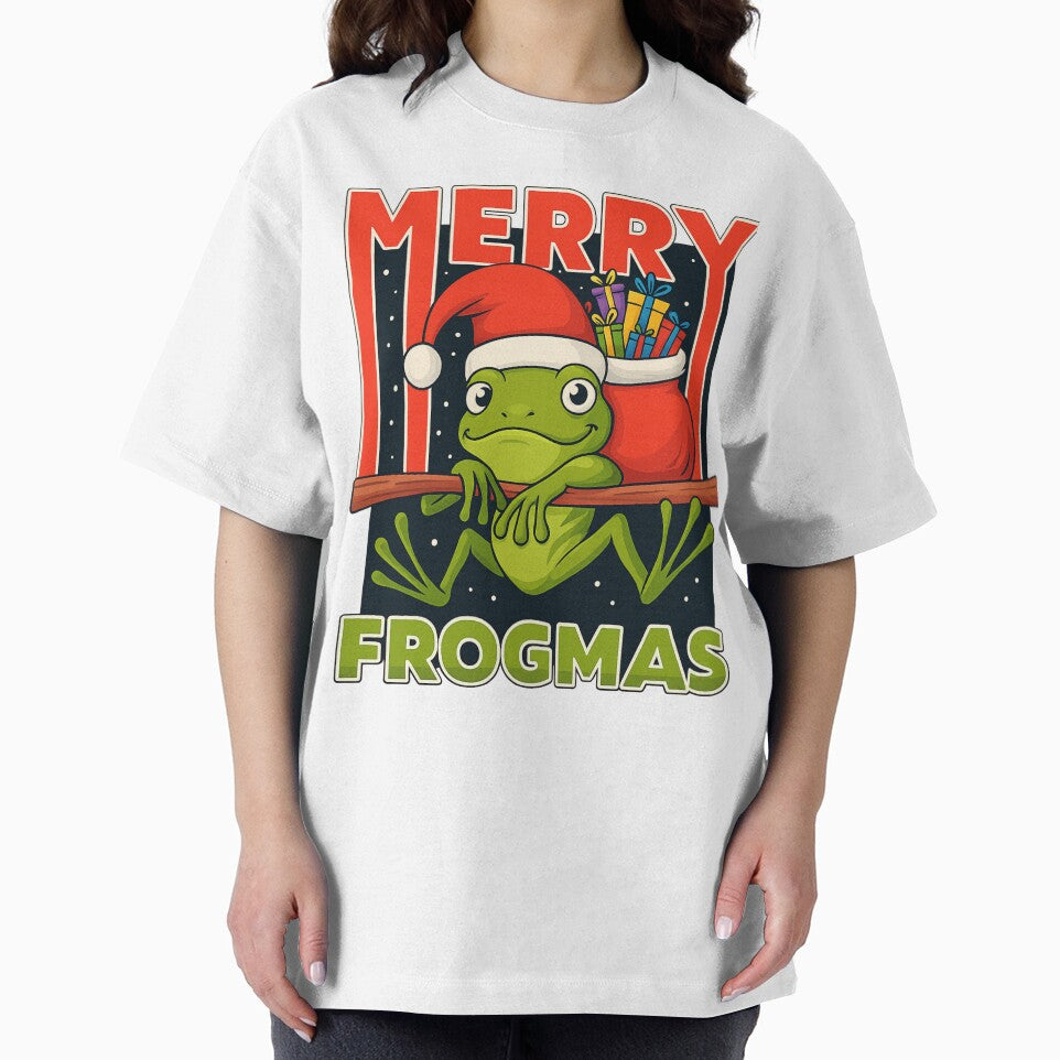 Merry Frogmas Funny Christmas Frog Santa Hat Pun by haitrieuic96