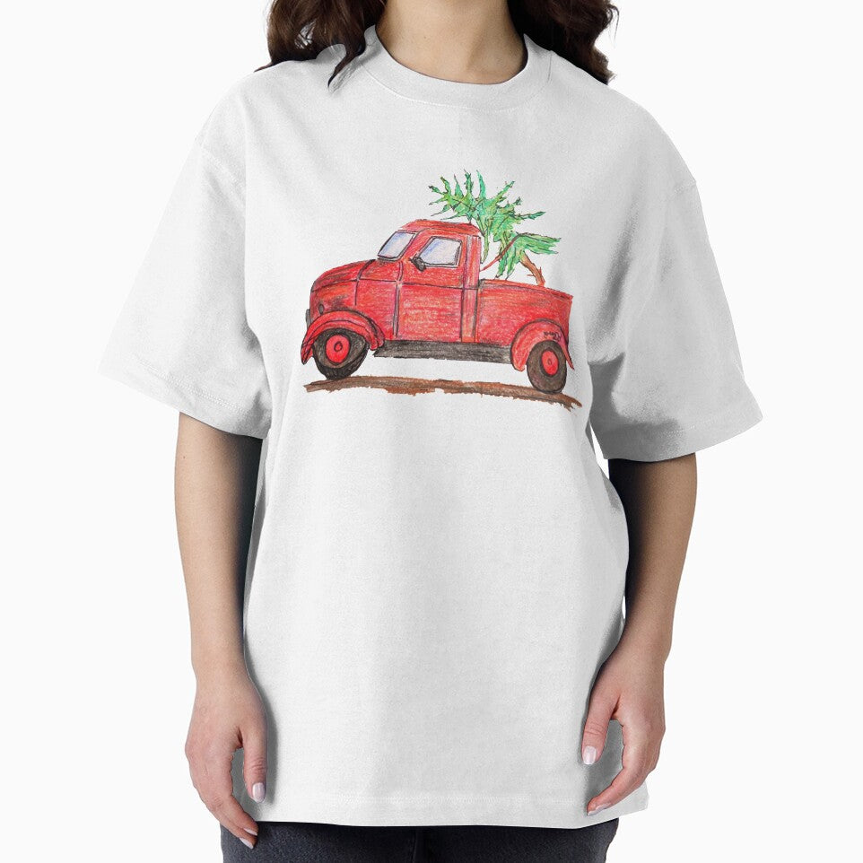 Christmas Red Truck with a Christmas Tree by CanDo20