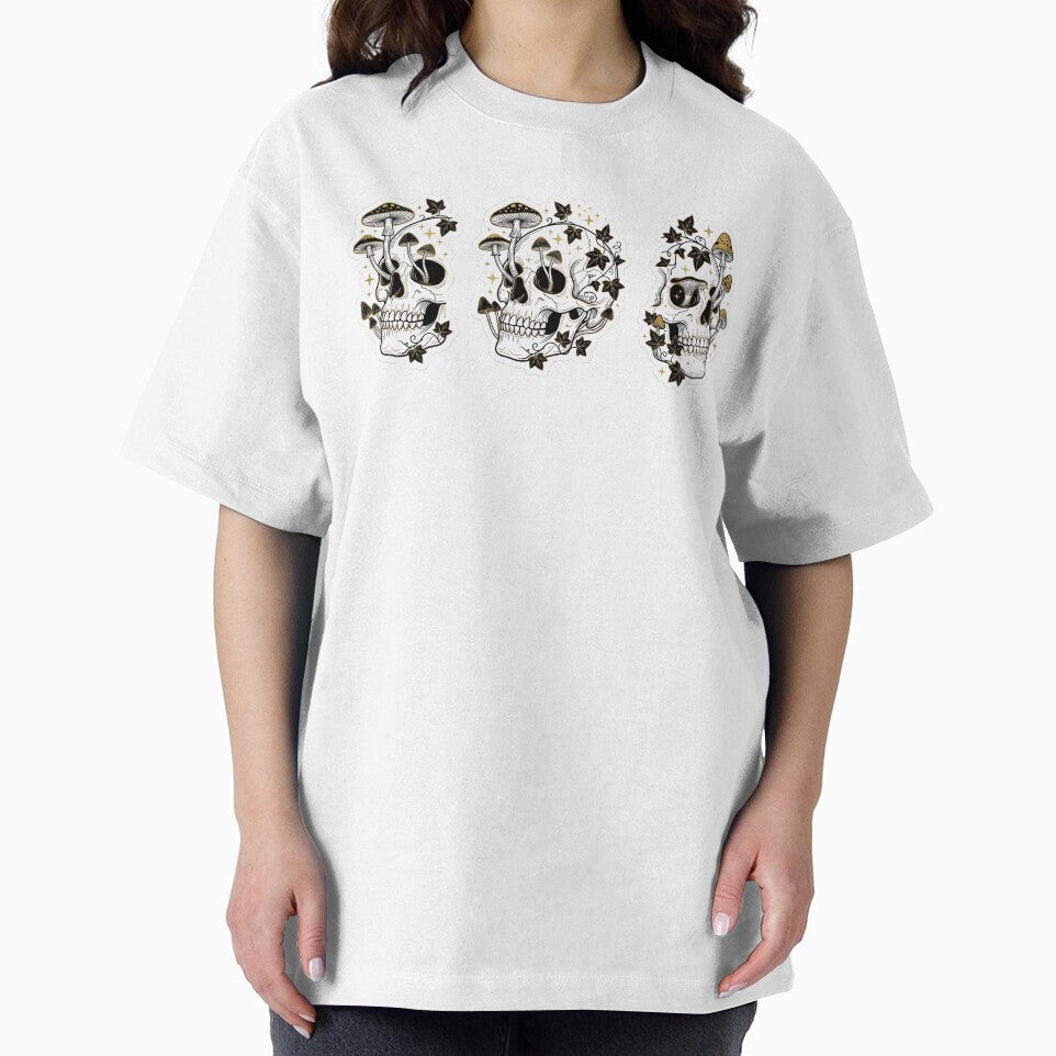 Dark Academia Botanical Skull Mushroom Sticker by So Golden Shop
