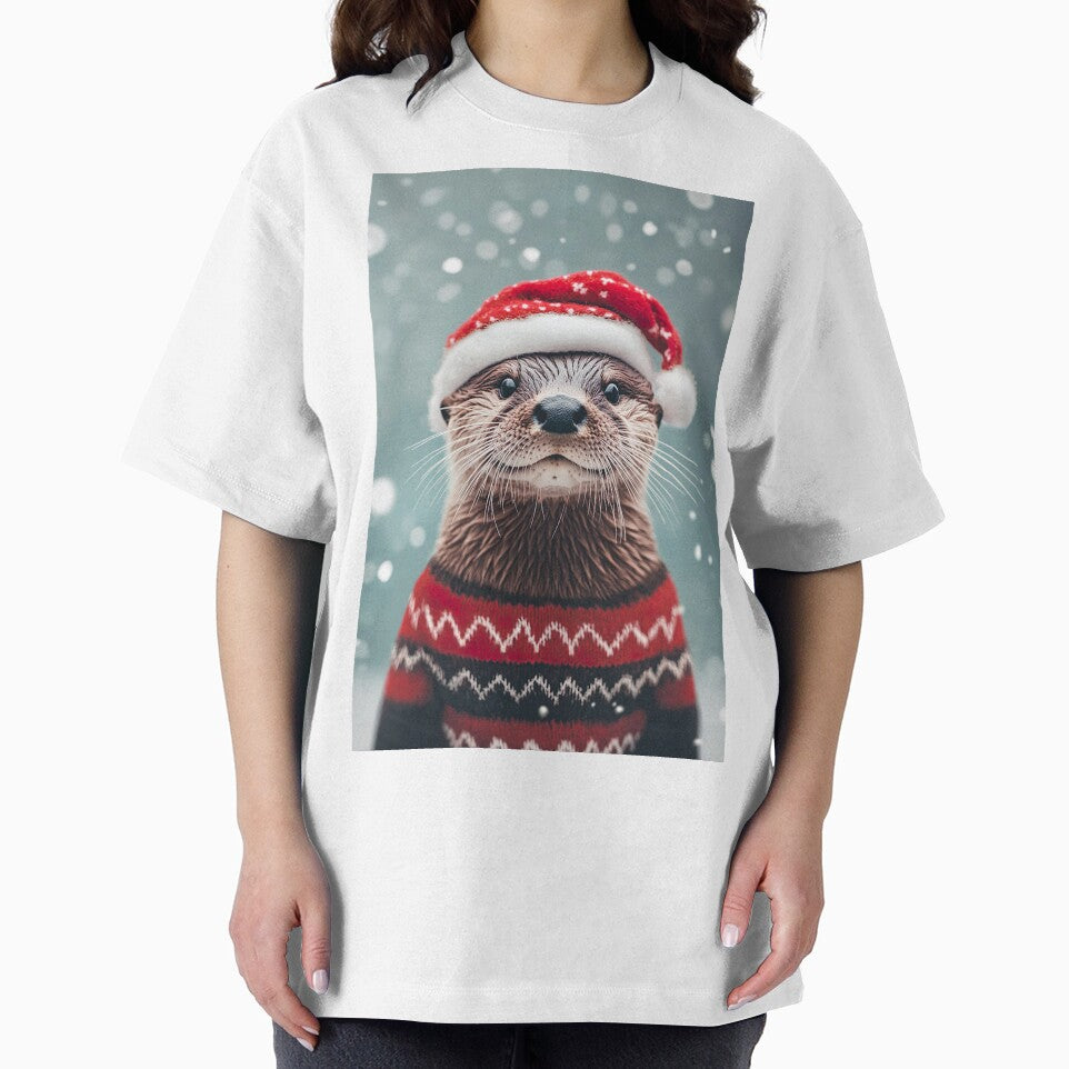 Cute Christmas Otter, Funny Retro Animal Photo by CheekyAnimalz