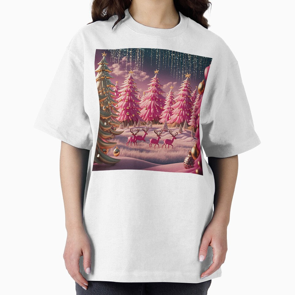 Pink Christmas Outdoor Reindeer Scene 1 by PinkGoddessLove