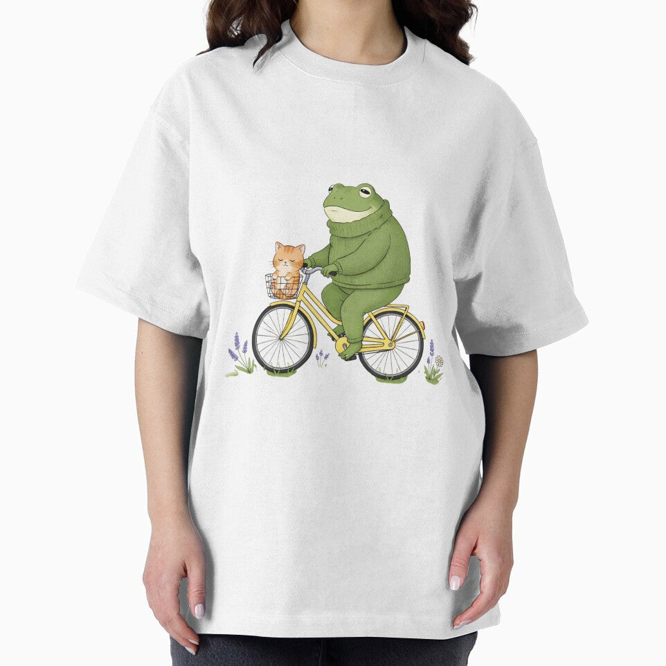 Frog Riding Bicycle with Cat by DigiHouse