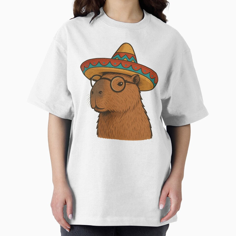 Capybara With Sombrero And Glasses Funny Smart Capybara Art by RetroPop23