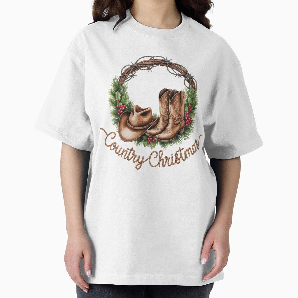 Country Christmas Cowboy Wreath – Western Holiday Design by Fourmutz