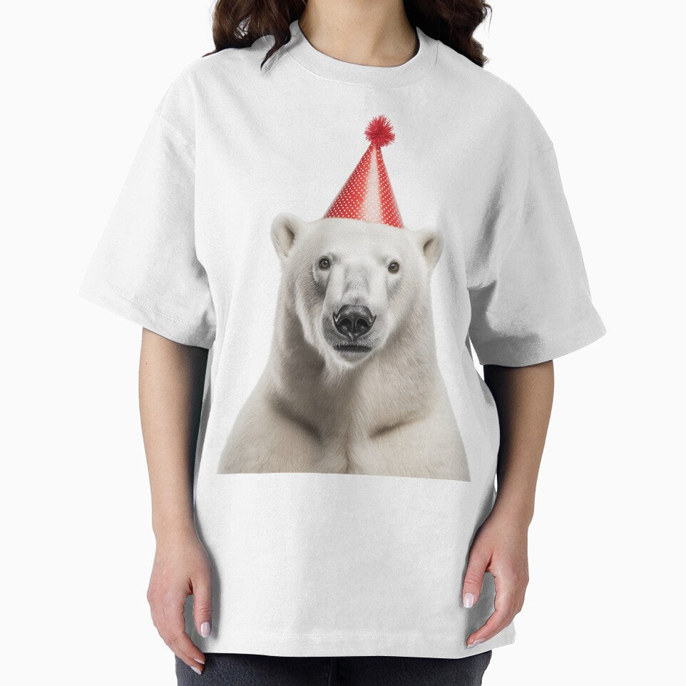 Cute Polar Bear with Party Hat Birthday Celebration by LazyOwlStore