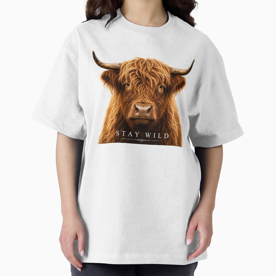Highland Cow Stay Wild Illustration by Amr Siam