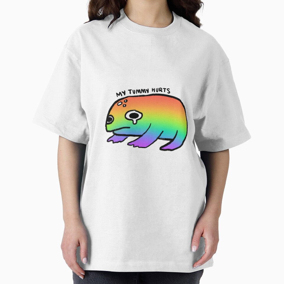 rainbow frog my tummy hurts by iristocat