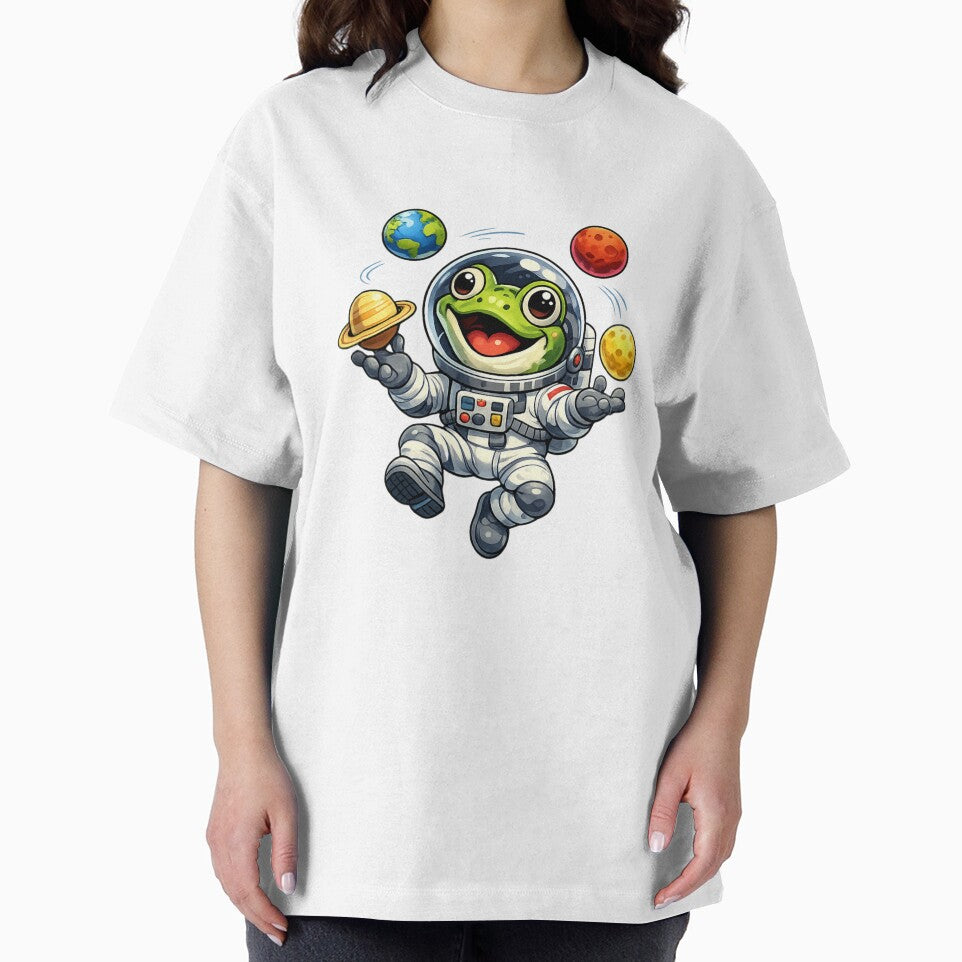 Frog the astronaut juggling planets by FroggyOnly